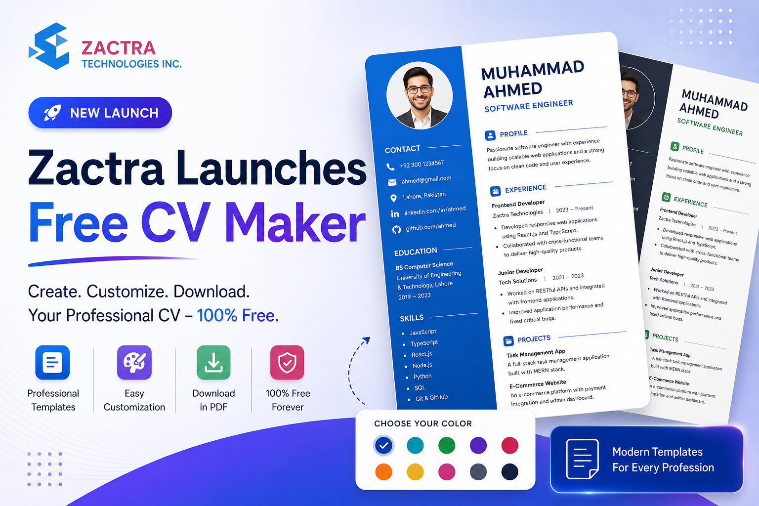 Zactra Launches a Free CV Maker for Creating Professional CVs Online